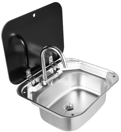 RV Camping Spüle Bausatz mit Wasserhahn-360° Drehbares Design,Spülbecken Waschbecken Set für Wohnmobil Kompatibel Camper Wohnwagen Set 41 * 36.5 * 16cm