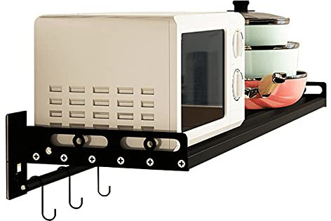 GUIXAN Support de Rangement Pliable pour Micro-Ondes, Support de Four à Micro-Ondes, Support de Four à Micro-Ondes en Acier Inoxydable, Supports d'étagère muraux en Acier Inoxydable, Rang