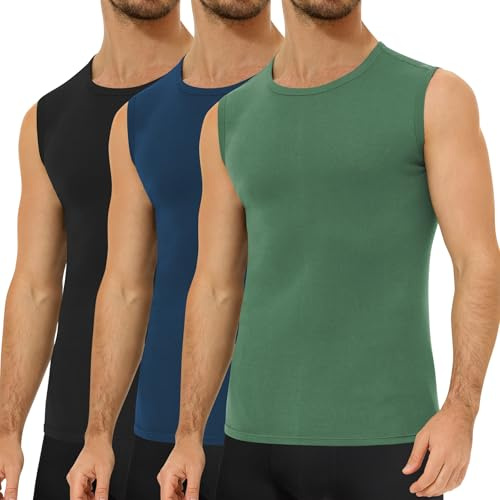 Falechay Pacco da 3 Canottiera Uomo 100% Cotone Canotta | Collo Tondo,Senza Etichette,Idonea Per Sport,Fitness E Casa,Traspirante