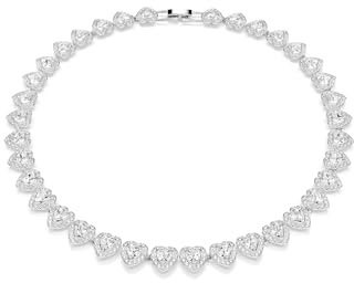 Swarovski Ariana Grande Heart All-Around Tennis Style Crystal Necklace in Rhodium Finish - Part of the Ariana Grande x Capsule Collection