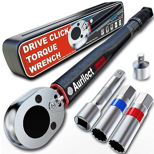 Aurlloct 3/8 Drive Click Torque Wrench Set, Torque Wrench Car 5-70Nm, Wheel Torque Spanner for Truck, Car, Tire Replacement, and Motorcycle Car Maintenance