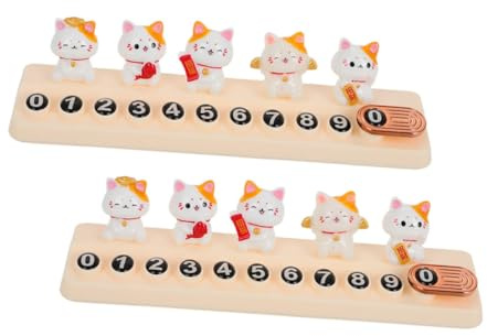 TINEASUR 2pcs Parking Temporary Mobile Phone Lucky Cat Dashboard Display Ornament Accessory