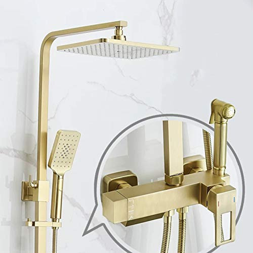 DXEMRQPB Soffione Doccia a Pioggia Spazzolato d, 9 Ines soffione Doccia a Pioggia con doccetta, Set Rubinetto Vasca da Parete con doccetta Bidet, Miscelatore Vasca in Ottone Rubinetto docci