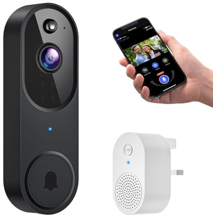 1080P Smart Video Doorbell Camera Wireless, Human Motion Detection and Instant Alerts, Night Vision, 2-Way Audio, Rechargeable Battery, Cloud Storage, Home Security System