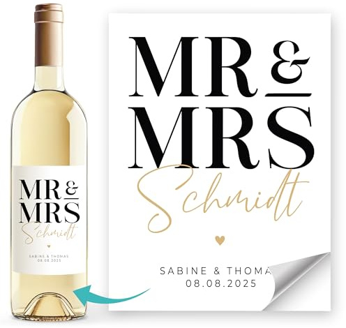 Weinetiketten Weinflaschenetiketten personalisiert Hochzeit Namen und Datum anpassbar SpecialMe® Weiss unisize
