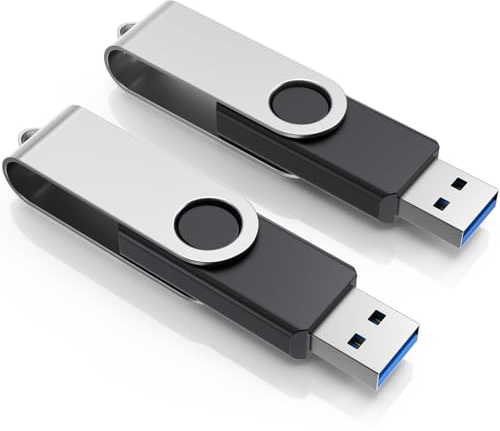 FEBNISCTE Memory Sticks USB 3.0 - Memoria USB 3.0 de 128 GB con 2 unidades - Unidad flash portátil multicolor de 128 GB, unidad de metal giratoria, multipack de unidades de lápiz, almacenamiento de