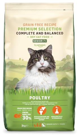 by Amazon Alleinfuttermittel für Katzen mit getreidefreiem Rezept, Senior, mit frischem Huhn, 3 kg