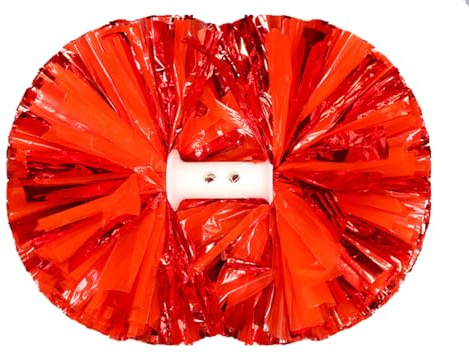 Pmnzdy Professionelle Cheerleading-Pompon 2 Stück 5-inch Cheerleader Pompoms Matten&Metallischen Pom Poms Handblumen mit Handle Tanzpompons für Wettbewerbe & Shows Cheerleader Tanzgruppen Rot 1#