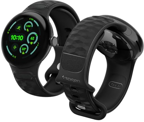 Spigen Parallax Armband für Google Pixel Watch 5/4/3 45mm | Robustes TPU-Armband mit Metallschließe und markantem Design für 2026–2024er Modelle – Mattschwarz