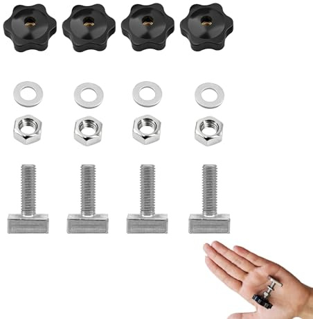 Dstarymnix T-Nut M6 Nutensteine Set für Dachträger Relingträger Fahrradträger, Nutsteine, Nutensteine Dachträger mit Sterngriffmuttern und Unterlegscheiben für Schienenprofile 20x20 mm M6x35 mm
