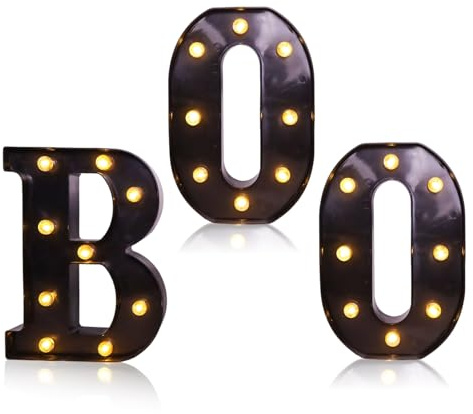 Led Marquee Letters Light Up Boo Sign - 3pcs Halloween Decorations Lights | Led Halloween Decorations Marquee Letters | Autumn Fairy Lights | Ghost for Parties