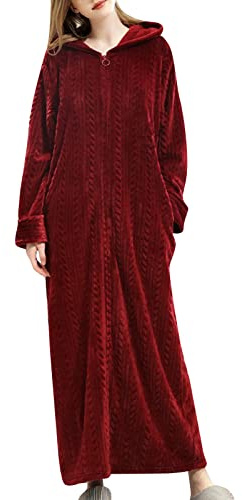 Vestaglie da donna taglie forti con cerniera – Accappatoio da donna in pile di flanella – Accappatoio invernale mattutino accappatoio in spugna a maniche lunghe camicia da notte camicia da notte abito