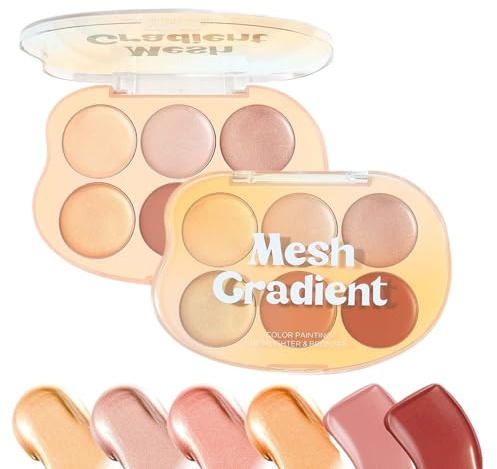 Eventerde Palette D'Illuminateur Visage,6 Couleurs Contour, Highlight Et Fard À Joues | Kit Cosmétique Crème Imperméable Éclat Naturel Visage et Corps pour Soirée