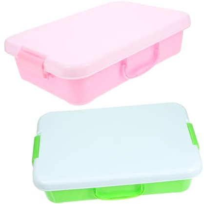 WOONEKY 2 Contenitore Sensory Bin per Sabbiera Portatile in Plastica Resistente con Manico per Giochi Indoor e Outdoor e Organizzazione Giochi