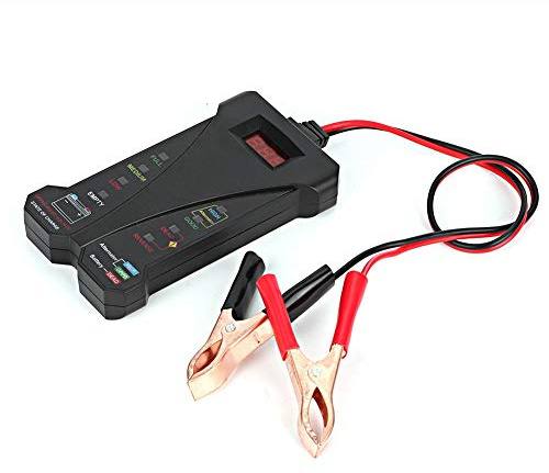 Probador de batería de automóvil de 12 V, detector de batería con pantalla LED digital, verificación del estado del alternador con mensaje de voz, clips de alambre aislados