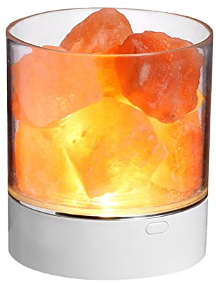 Acouto Lampe de Roche en Cristal USB LED Lumière D'ambiance, Lampe au Sel Gemme de L'Himalaya, 7 Couleurs LED pour Voiture, Maison, Bureau, Chambre à Coucher, Décoration de Bureau,