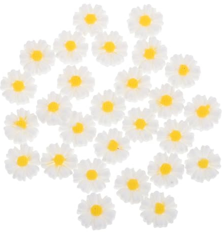 HOODANCOS 50 Stück Kleiner Gänseblümchen Harz Anhänger 9mm Weiß Robuste Selbstgemacht Charme für Haarnadeln Handyhüllen Basteldekoration