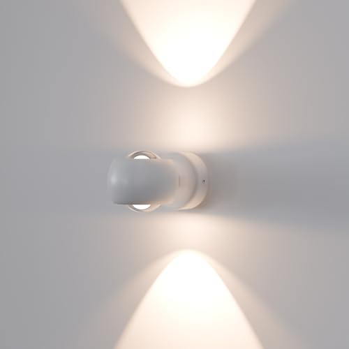 MATO LED Wandleuchte Innen & Aussen - 7W, 3000K Warmweiß, IP54 Wetterfest - Aussenlampe Wand Up Down Leuchte - Außenwandleuchten, Außenlampe, Wandlampe Außen, Außenbeleuchtung, Lampe, Weiß