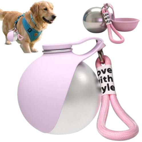 Botella de agua 2 en 1 para perros con cuenco, botella de agua portátil 2 en 1 para perros, bola Wate-r portátil, dispensador de hidratación de viaje para mascotas, contenedor para beber, para caminar