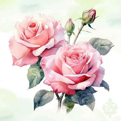 20 Servietten Blumen Zierliches Rosen-Paar als Tischdeko. Papierservietten mit Motiv. Auch für Decoupage und Serviettentechnik 33x33cm