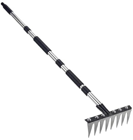 Rastrello Per Per Impieghi Pesanti - Strumento Per La Pulizia Del Campo Agricolo, Rastrello Manuale Per Prato Seghettato 8, Manico Ergonomico Per , Strumento Per La Rimozione Livellamen