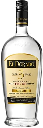 El Dorado, Rum 3 Years Old, 700 ml, Aroma di Vaniglia, Caramello, Cioccolato e Uva Passa, Note di Frutta Secca e Cocco, Invecchiato 3 anni in Guyana in Botti exBourbon, Idea Regalo, 40% Vol.