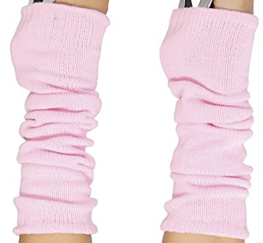 Luxurious Ladies 80's Dance Plain Ribbed Leg Warmers, Neon Leg warmers 15 Colours (Baby Pink)