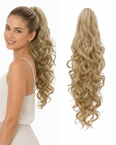 CAISHA 50cm Zopf Haarteil Butterflyclip Pferdeschwanz Blond Mix H14
