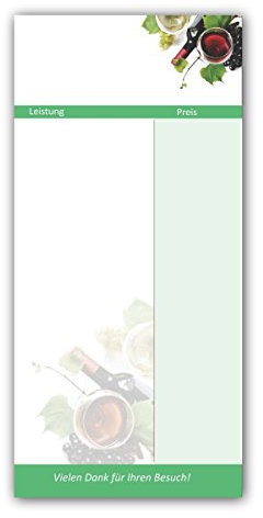 Kellnerblöcke-Set (Wein Motiv, 50 Stück) - Premium Kellnerblöcke mit je 50 Blatt pro Block. Für Gastronomie / Restaurant / Gaststätte / Kneipe / Café / Getränke