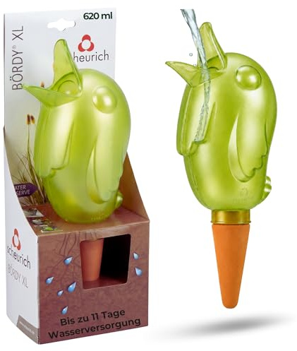 Scheurich Wasserspeicher Boerdy XL Grün - 620ml Wasser für bis zu 7 Tage Green Pearl Höhe 29 cm mit Tonkegel