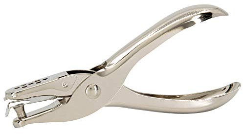 TRIXES Perforatore a foro singolo - Argento da 6 mm - Perforatrice ad alte prestazioni come accessorio da scrivania con capacità di fogli multipli per carta A4 - cartelle e altro - Design elegante