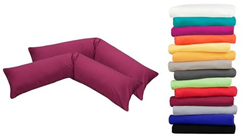 Moon Luxury Linon 2er Pack Kissenbezug für Seitenschläferkissen 40x200 Beere, Kissenhülle 100% Baumwolle