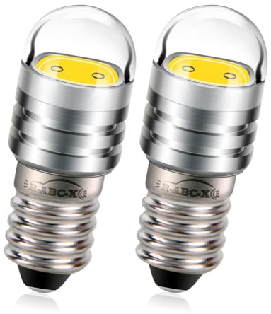 Ruiandsion 2-Pack E10 Mini Screw Base Light Bulbs 6V 150LM Warm White 4300K Miniature Bulb Replacement for Flashlights Electrical Circuits Experiment Projects Instrument Indicator Lights