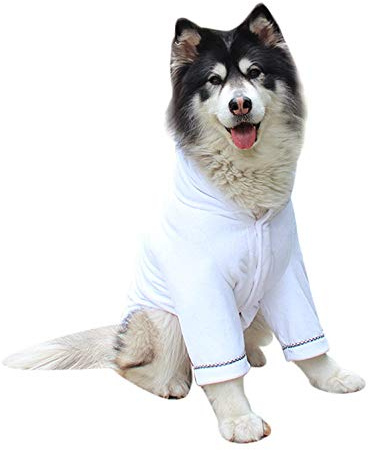 Hundebademantel, Mikrofaser, schnell trocknend, saugfähig, Kapuzenbadetuch für mittelgroße und große Hunde, Weiß, Größe XXL
