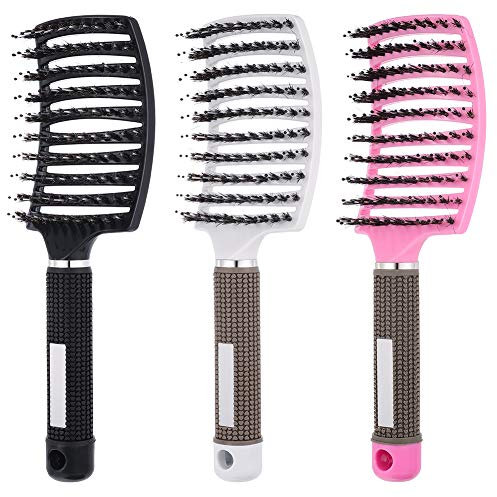 umorismo 3 Pack Hair Brush Set - Vented Curved & Detangling Brushes for Natural, Curly, Straight, Wet or Dry Hair