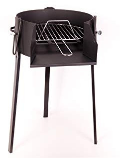 BRICOMIRAS Barbacoa Redonda LEÑA Y CARBÓN 40 Ø CENTÍMETROS con Soporte para PAELLERA Ideal Camping Y Playa