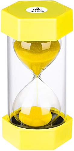 SuLiao Sand Hourglass 3 Minute： Colorful Clock 3 Minute, Small Yellow Sand Watch 3 Min, Plastic Hour Glass Sandglass Timer for Kids, Games, Classroom, Kitchen, Toothbrush Timer, Decoration