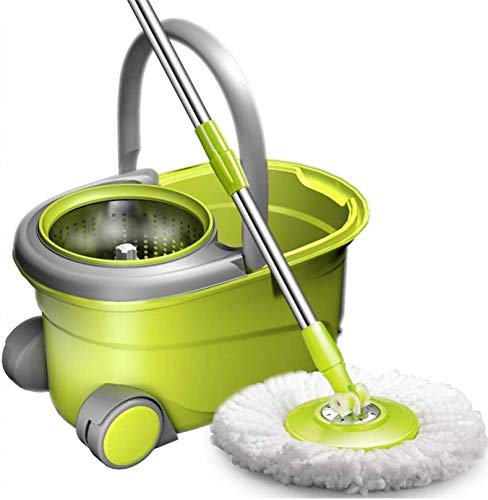 Juego De Fregona Y Cubeta, Fregona Giratoria De Acero Inoxidable con Cubeta, Fregona De Deshidratación De Lavado Rápido, Lavable con Palanca De Ruedas
