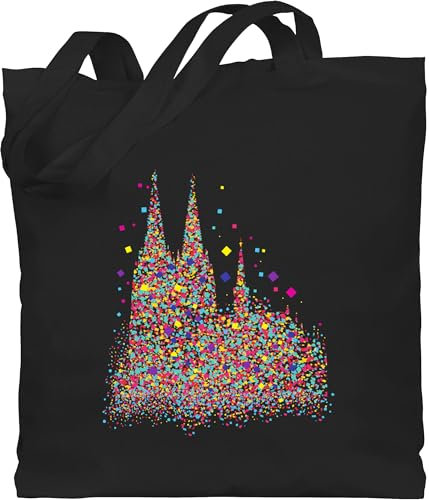 Baumwolltasche - & - Taschen - Kölner Dom Konfetti I Karneval I Fasching - Unisize - Schwarz - wurfbeutel kamellebeutel faschings köln jutebeutel karnevalsbeutel karnevalstasche karnevals koln
