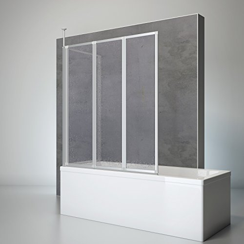 Schulte pare baignoire l.129 x 140 cm + paroi 75 cm argenté réversible | 3 volets 48x40x41 cm parois rabattables verre acrylique 3 mm