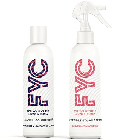 FYC Haarprodukte - Styling-Bundle. 2 x 250ml Produkte für lockiges Haar. Enthält Leave In Conditioner für lockiges Haar und Refresh & Detangle Spray. Vegan