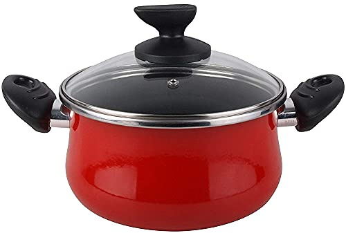 Magefesa PRAGA olla 16, acero esmaltado vitrificado, en granate, inducción y lavavajillas