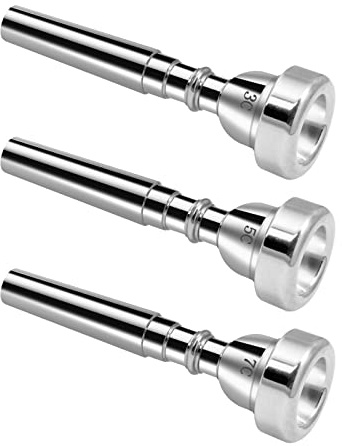 Cheerock 3er Pack Silber Messing Trompete Mundstück Set 3C 5C 7C Anfänger | 3 Stück Silber Messing Trompete Mundstücke Größen 3C 5C 7C passt Anfänger und Profispieler