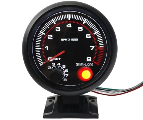 Universal Automobile Gauge Meter, 3,75 Tums Ersättningsvarvräknare för Fordon, Svart Varvräknare för Racerbilar 0-8000 Rpm 12v