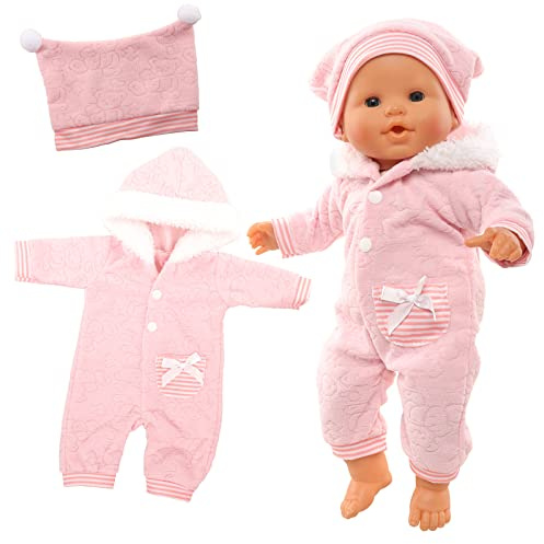Miunana Sweet Doll Clothes for 14 Inch 16 Inch 17 Inch 35-43 cm Born Baby Doll, Baby Doll Clothes Outfits (Pink)