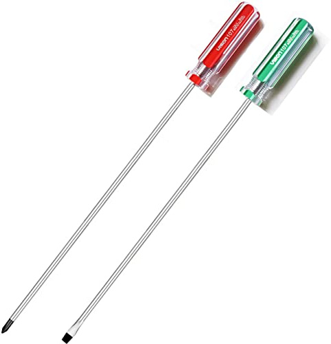 SKZIRI Long Screwdriver Phillips and Slotted 10 Inch with Magnetic Tip, Cross Head Flat Head (10 Inch No.1)