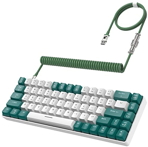 ZIYOU LANG RK-T8 Tastiera meccanica da gioco cablata al 65% con retroilluminazione a LED RGB anti-ghosting TKL Mini 68 tasti personalizzati a spirale C ad A, interruttore blu tattile per PS4, PS5,