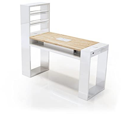 Professioneller Nageltisch für Maniküre, mit Nagelabsaugung, 140 x 73 x 50 cm, 120 cm, Modell Astra Plus (Sherwood + Staubsauger 400)