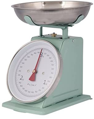 PLINT New 3KG Traditional Weighing Kitchen Scale With Stainless Steel Bowl, Retro Scales Mechanical Vintage, Retro Food Scales with Large Metal Bowl (Leaf Color)