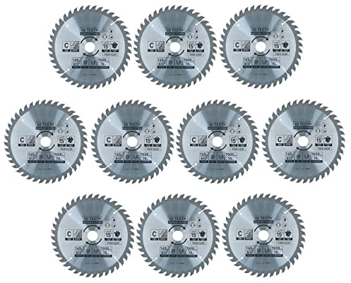 Circular Saw Blade 165mm x 16 / 20mm 40 Teeth TCT Cutting Disc Wood 10pc